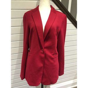 Dalia Women's Career Red Polyester Blend long Blazer Jacket Size M Strechy